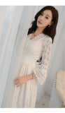 Dress Summer New Style Women's Lace V-Neck Slim Waist Dress Korean Style Dress Vacation Women's Beach Dress