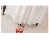 Dress Summer New Style Women's Lace V-Neck Slim Waist Dress Korean Style Dress Vacation Women's Beach Dress