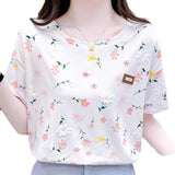 Short-sleeved T-shirt Women's Top Summer New Loose plus size Small Fresh Design Sense Niche T-shirt Floral Shirt
