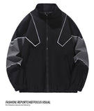 Russian Foreign Trade Trendy Brand Reflective Patchwork Stand-Up Collar Jacket Spring and Autumn Loose Sports Casual Jacket for Men