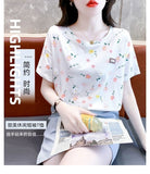 Short-sleeved T-shirt Women's Top Summer New Loose plus size Small Fresh Design Sense Niche T-shirt Floral Shirt