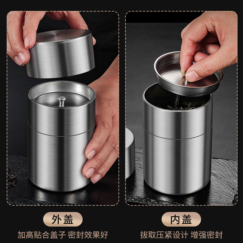 New Product Manufacturers 304 Stainless Steel Tea Cans Small Cans Empty Cans Household Tea Storage Cans Travel Portable Sealed Cans
