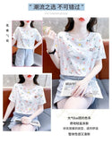 Short-sleeved T-shirt Women's Top Summer New Loose plus size Small Fresh Design Sense Niche T-shirt Floral Shirt