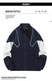 Russian Foreign Trade Trendy Brand Reflective Patchwork Stand-Up Collar Jacket Spring and Autumn Loose Sports Casual Jacket for Men