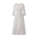 Dress Summer New Style Women's Lace V-Neck Slim Waist Dress Korean Style Dress Vacation Women's Beach Dress