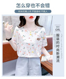 Short-sleeved T-shirt Women's Top Summer New Loose plus size Small Fresh Design Sense Niche T-shirt Floral Shirt