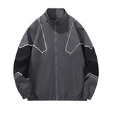 Russian Foreign Trade Trendy Brand Reflective Patchwork Stand-Up Collar Jacket Spring and Autumn Loose Sports Casual Jacket for Men