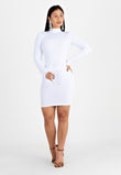 Vestido Feminino Manga Longa e Gola Alta Tubinho Branco REF: NCR7